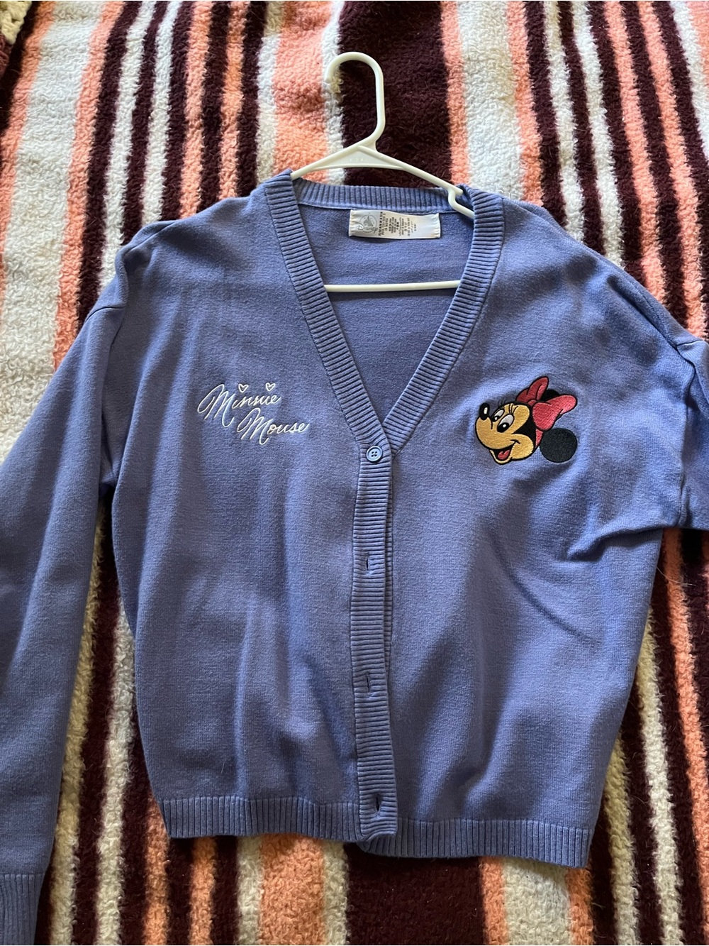 Disney Lavender Minnie Mouse Embroidered V-Neck Cardigan